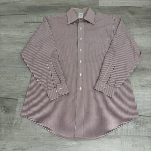 Brooks Brothers Rojo Blanco Rayas Manga Larga Abotonada Hombre Grande - Imagen 1 de 9