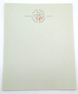 Vintage 70er Jahre Savoy Hotel London Floral hellgrün Briefpapier 10 Stück - Bild 1 von 8