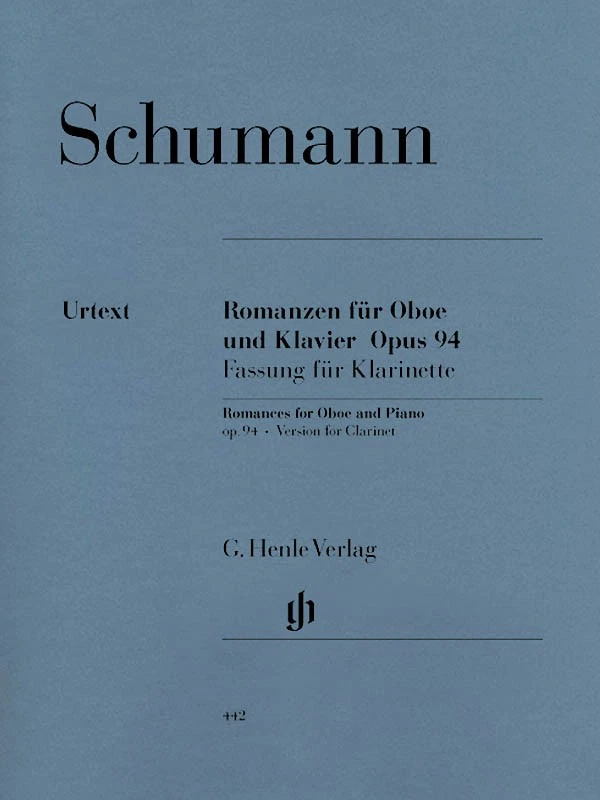 Schumann Romances for Oboe & Piano Op 94 Clarinet Version Henle Urtext Book - Image 1 of 1
