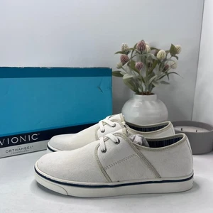 Vionic 45 Bryson Lace Up Canvas Sneakers White TVM4059 Men's 8 M (D) NWD FLAW - Picture 1 of 12