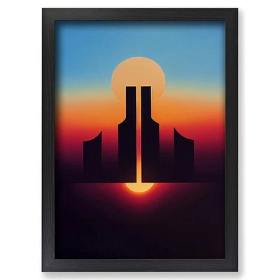 Framed Tremendous Sunset Abstract Wall Art Canvas Print Poster Picture, Decor - Image 1 of 4