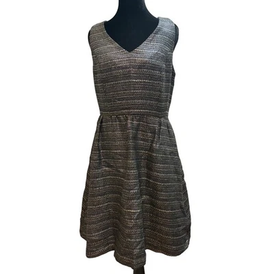 Vestido Moulinette Soeurs Texturizado Tweed Cuello en V Acampanado Metálico Talla 6 Foto 1 de 4