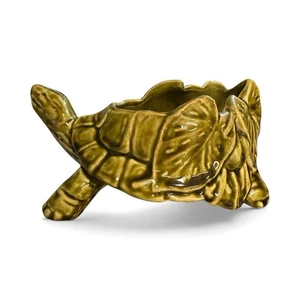 Vintage 1950er McCoy Schildkröte Übertopf grün mit Seerosen 7”x4”x 41/2′′ x Keramik USA - Bild 1 von 12