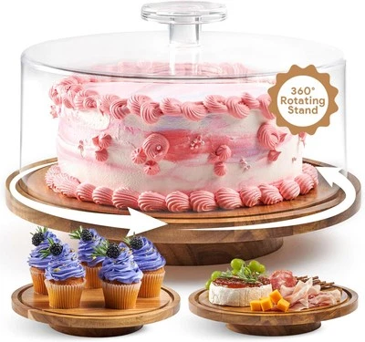 Rotating Cake Stand with Lid - 12-Inch Round Cake Stand with Lid, 4-Inch Tall - Image 1 of 4