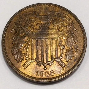 1866 Two Cent Piece Beautiful High Grade Coin - Picture 1 of 2