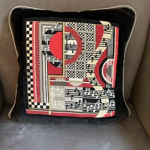 Vintage Nadelspitze/Petit Point Modern Musik Überwurf Kissen Genäht Wolle mit Samt - Bild 1 von 6
