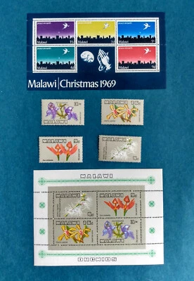  Malawi Stamps 1969 126a Christmas & Orchids 2 Sheetlets and 4 Stamps 117a MNH - Image 1 of 3