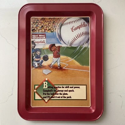 Vintage Campbell’s Soup Advertising Kids Baseball Tray 1996 11”x8” Metal - Image 1 of 4