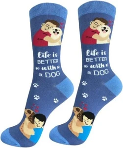 Happy Tails Life is BETTER with a DOG Socks Pet Lovers One Size Fit Most - Imagen 1 de 3