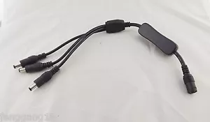 LED Strips DC Power 5.5 x 2.1mm 1 Female to 3 Male with Switch Splitter Cable - Picture 1 of 9