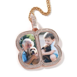 Collana Ciondolo Foto Personalizzata Personalità Geometria Cornice Medaglia Gioielli - Foto 1 di 15