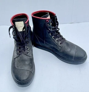 Indian Motorcycle Leather Bryant Vibram Sneakers Size 11 Black/red - Picture 1 of 14