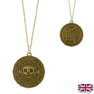 Pirate Coin Necklace Caribbean Chain Gift Treasure Of Pirates Aztec Jack Skull - Picture 1 of 4