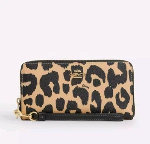 Coach Long Zip Wallet With Leopard Print - Picture 1 of 4