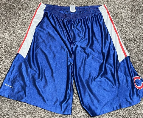 True Fan MLB Chicago Cubs Basketball Shorts Size 2XL Blue Satin Cover