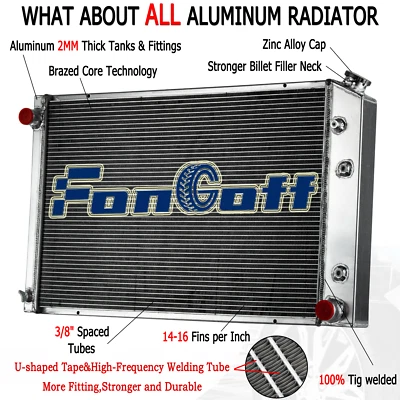 For 1973-1987 Chevy C/K C10 C20 C30 K10 Pickup V6/V8 3 Row Aluminum Radiator - Image 1 of 4