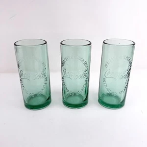 3 Vintage Property of Coca-Cola Bottling Co. Atlanta Ga. Glasses 16oz. Green Lot - Picture 1 of 8