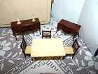 Vintage Dollhouse Furniture Renwal Dining Room Kitchen Table Chairs Buffets 8 pc