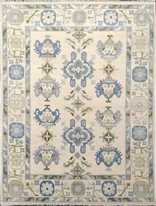Blue Green Modern oushak Hand knotted Area Rug for Living Room, Bedroom, - Picture 1 of 4