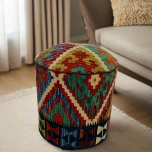 Crafters and Weavers One of a Kind Kilim Rug Pouf Ottoman foot stool #105A - Picture 1 of 1