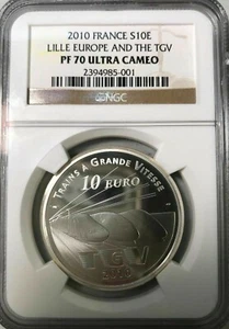 2010 France 22gram Silver Lille Europe and the TGV Trains NGC PF70 Low Mintage - Picture 1 of 2