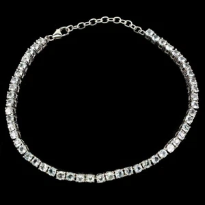 Valentine 925 Silver Bracelet Round Aquamarine Natural Gemstone Jewelry - Picture 1 of 9