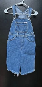 VTG GUESS Georges Marciano Jean Shortalls Youth 12 Bib Medium Wash Cutoffs USA - Picture 1 of 6