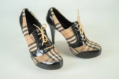 Sapatos de Salto Vintage Burberrys London Nova Check Tamanho 37 - Imagem 1 de 4