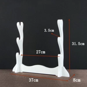 White Wood Japanese Samurai Sword Holder Stand Katana Tanto Bracket Rack 3 Tier - Bild 1 von 3