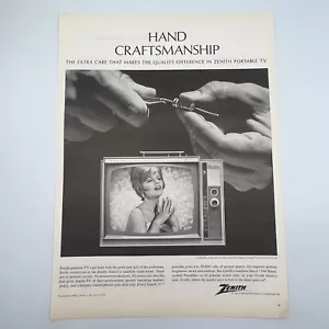 Zenith Portable TV 1966 Vintage Print Ad 10"x13.75" The Bahama model N2214-6 - Picture 1 of 2