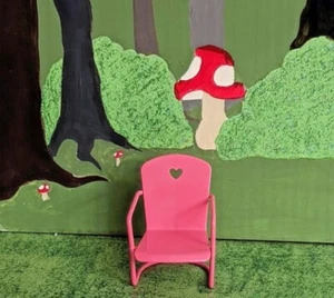 Miniatura Jardín de Hadas Casa de Muñecas Rosa Metal Patio Corazón Silla Gnomo Jardín NUEVO - Imagen 1 de 5