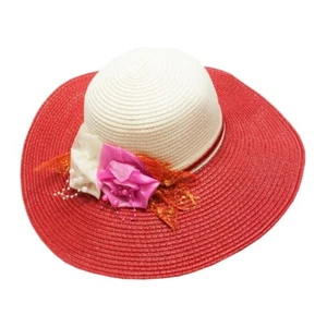 Cappello donna floppy paglia tesa larga rosa floreale spiaggia sole berretto pieghevole estivo CAPPELLI - Foto 1 di 22