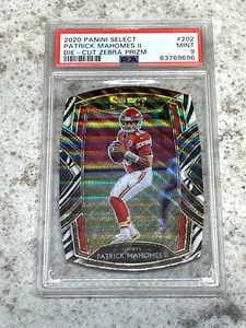 PATRICK MAHOMES II ~ 2020 Select #202 Club Level Die-Cut Zebra Prizm PSA 9  - Picture 1 of 3