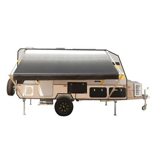 Tenda da sole camper retrattile Aleko 20 x 8 piedi patio campeggio vinile impermeabile baldacchino nero - Foto 1 di 12