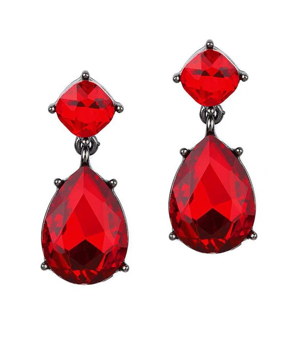 PENDIENTES ROJOS Pendientes colgantes de cristal faceta roja lágrima  Foto 1 de 1