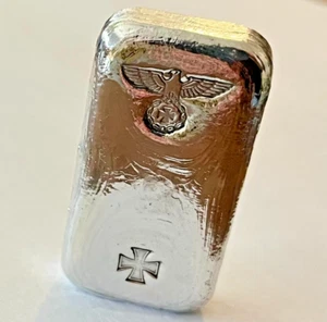 "1871" style Iron cross German Eagle 100g SILVER hand poured bar 999 - Picture 1 of 3