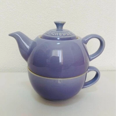 Le Creuset Tea for One Tea Pot & Cup Stoneware Purple OOP MINT - Image 1 of 4