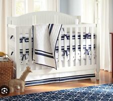 Pottery Barn Kids Navy & White Baby Quilt & Crib Bedskirt - Pristine Condition!