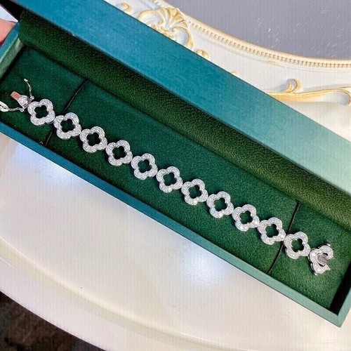 VALENTINO Regali Festa della Mamma Bracciale Tennis 7 Ct Taglio Rotondo Moissanite Argento Sterling 925