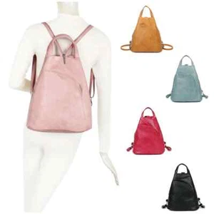 Boutique Back Bag Woman Girl Synthetic Leather Medium Classic Backpack - Picture 1 of 28