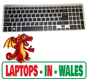 Acer Aspire V5-531P V5-571P V5-571PG Laptop Wielka Brytania Klawiatura Srebrna ramka Podświetlenie LED - Zdjęcie 1 z 3