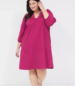 Lane Bryant Swing Cotton Eyelet Dress Women's 26/28 Pockets Comfort NEW - Picture 1 of 6