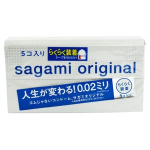 Caja de 5 preservativos ultrafinos sin látex Sagami Original 0,02 rápida fácil aplicación - Imagen 1 de 2