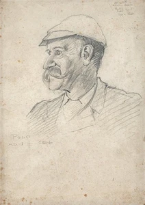 Alfred Crowdy Lovett (1862-1919) Pencil Drawing - Polo Player Portrait 1894 - Picture 1 of 5