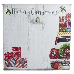 Northlight 10-Inch Car and Gifts Merry Christmas Canvas Wall Art with Photo Clip - Picture 1 of 3