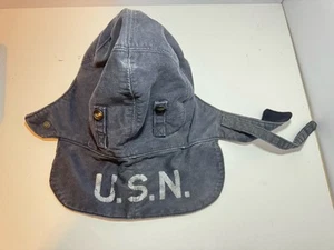 Vintage WWII US Navy USN Blue Winter Deck Military Hat Size 7 3/4 (READ) - Picture 1 of 3