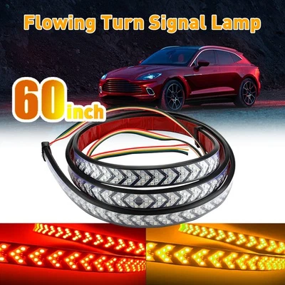 60" Red Amber Turn Sequential Signal LED Bar Tailgate Back up Brake Light Strip - Image 1 of 4