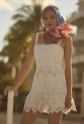 Anthropologie Saylor Mini Dress White Verena Lace Preppy Vacay Resort Large NWT - Image 1 of 4