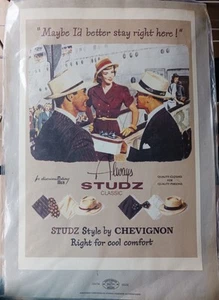 Véritable ancienne reproduction affiche CHEVIGNON (chapeau cravate poster) - Bild 1 von 4