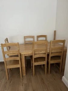 Solid Pine Table With Six Chairs - Picture 1 of 4